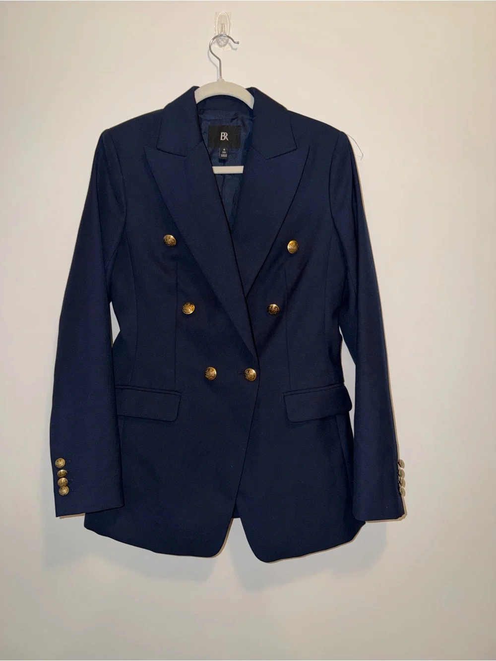 Banana Republic Navy Gold Wool Blend Captains Blazer Coastal Nautical Preppy 4 T - Picture 3 of 9